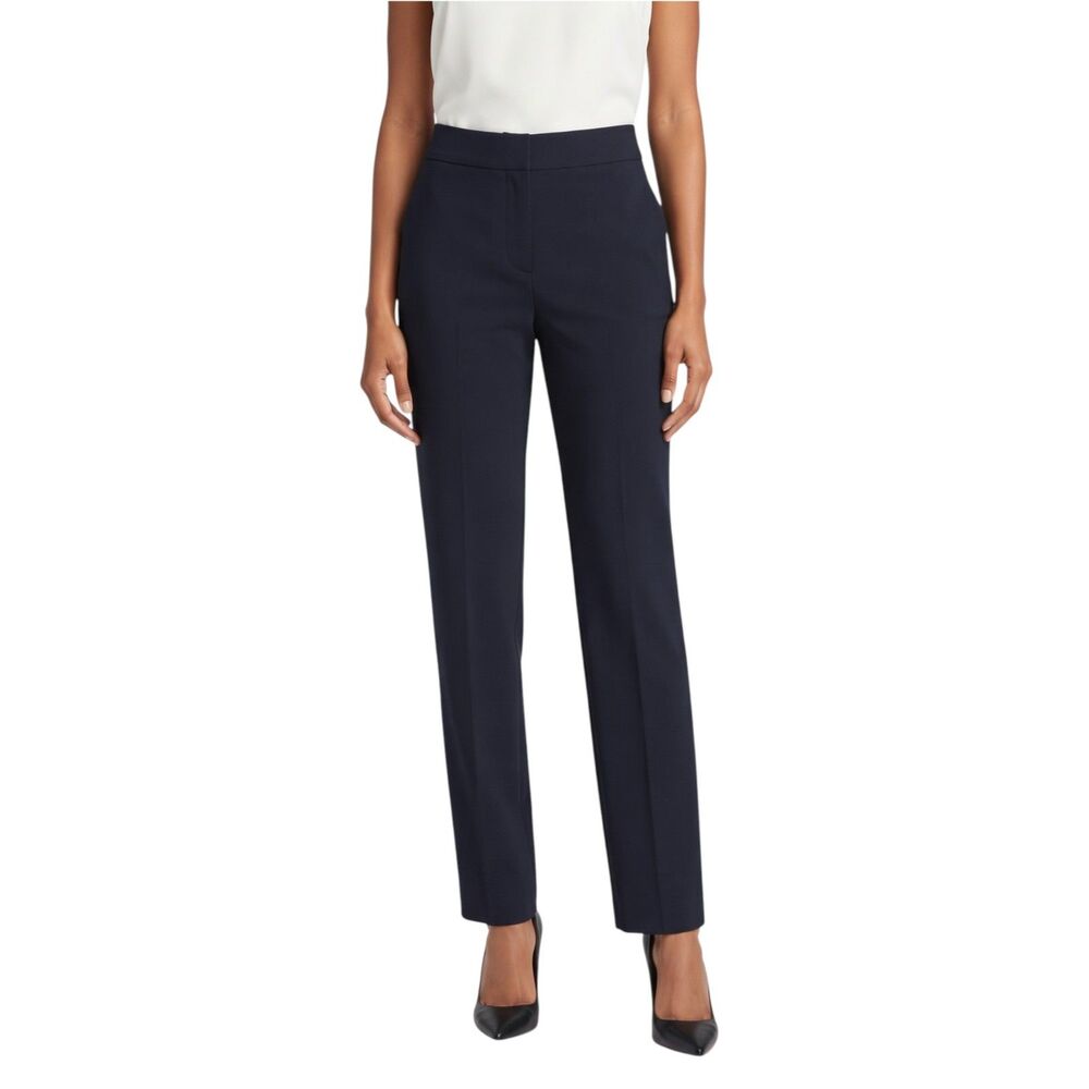 Tahari Womens Dress Pants Polyester Navy Straight Leg High Rise Size 2